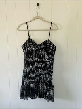 Lena Black and White Striped Mini Dress